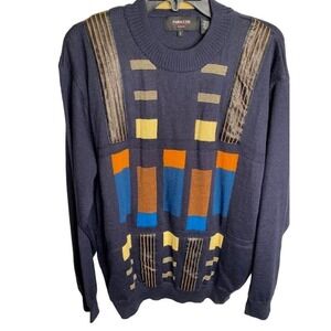 Pardazzio Uomo Navy Multicolor Men's Sz Large Sweater